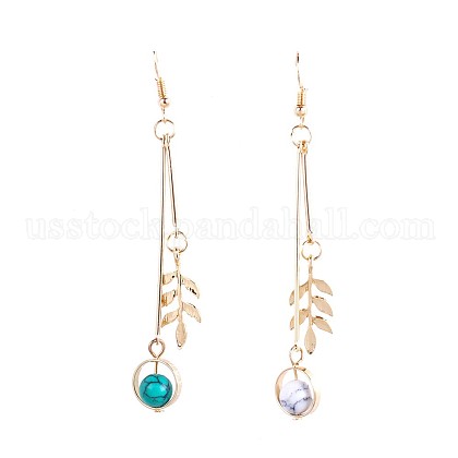 Imitation Turquoise Dangle Earrings US-EJEW-L194-22G-1