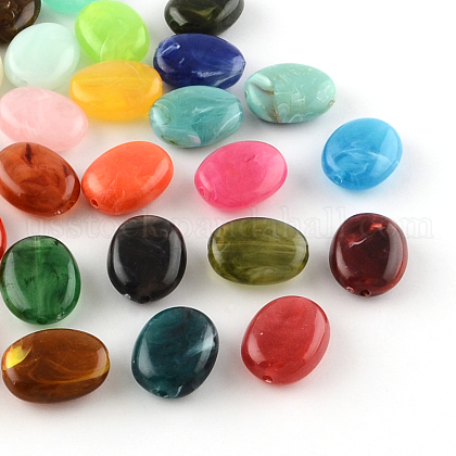 Oval Imitation Gemstone Acrylic Beads US-OACR-R047-M-1