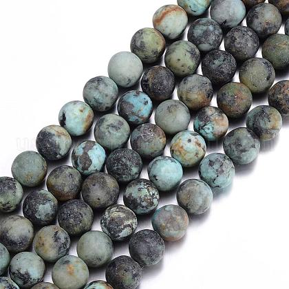 Frosted Natural African Turquoise(Jasper) Round Beads Strands US-G-D746-8mm-1