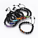 Natural Lava Rock and Non-Magnetic Synthetic Hematite Beads Braided Bead Bracelets US-BJEW-JB03975-1