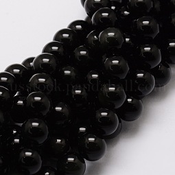 Natural Obsidian Round Beads Strands US-G-E329-8mm-37