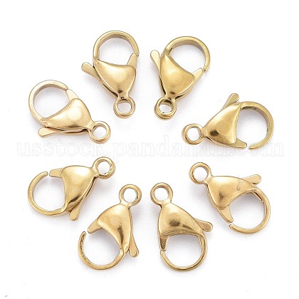 Ion Plating(IP) 304 Stainless Steel Lobster Claw Clasps US-STAS-H353-F-02G-1