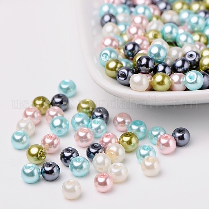 Pastel Mix Pearlized Glass Pearl Beads US-HY-X006-6mm-12-1