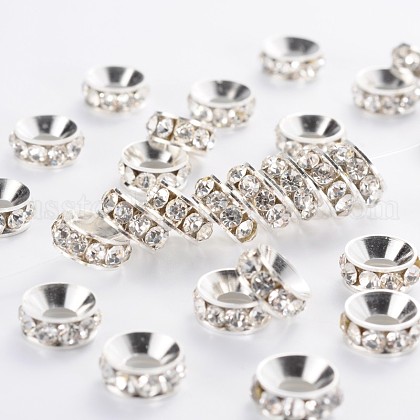 Brass Rhinestone Spacer Beads US-RB-A020-9mm-01S-1