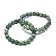 Natural Green Spot Jasper Bead Stretch Bracelets US-BJEW-K212-B-017-1
