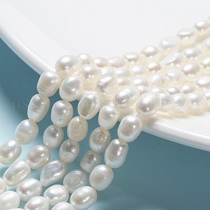 Oval Natural Cultured Freshwater Pearl Beads Strands US-PEAR-R015-45-1