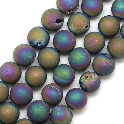 Electroplated Natural Druzy Geode Agate Beads Strands US-G-S238-18mm-03-1