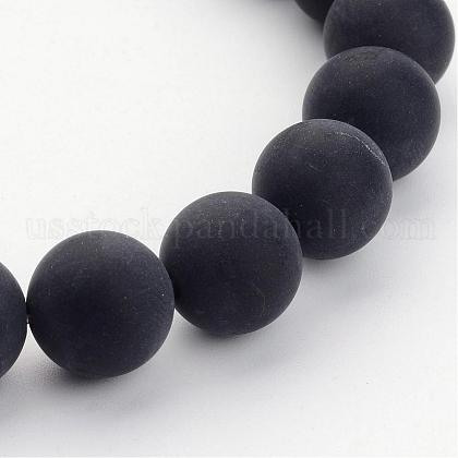 Grade A Natural Black Agate Beads Strands US-G447-6-1