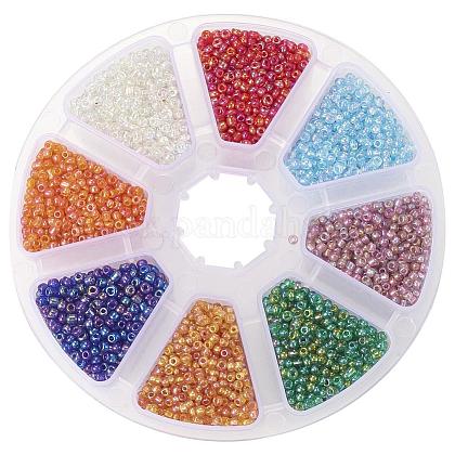 Multicolor 12/0 Transparent Glass Seed Beads Diameter 2mm Mini Loose Beads 1 Box for Jewelry Making US-SEED-PH0001-22-1