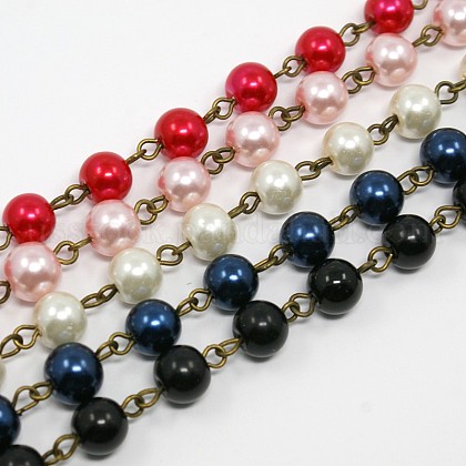Handmade Glass Pearl Beads Chains US-AJEW-PH00489-1
