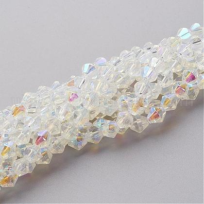 Half-Handmade Transparent Glass Beads Strands US-G02QC0P2-1