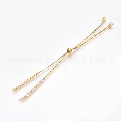 Adjustable Brass Micro Pave Cubic Zirconia Chain Bracelet Making US-ZIRC-T004-39G-1