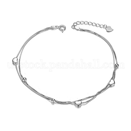 SHEGRACE Rhodium Plated 925 Sterling Silver 2-Layered Anklet US-JA26A-1