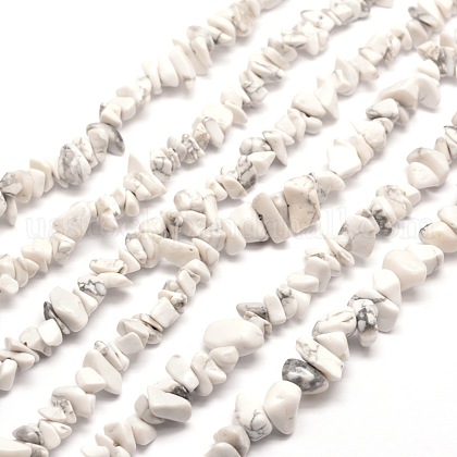 Synthetic White Howlite Chip Bead Strands US-G-M205-53-1