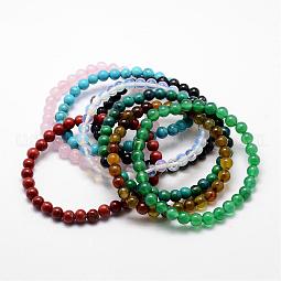 Natural & Synthetic Mixed Stone Beaded Stretch Bracelets US-BJEW-K127-03-M