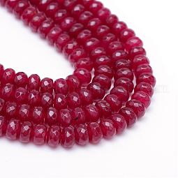 Faceted Rondelle Dyed Natural White Jade Bead Strands US-G-R343-4x6-07