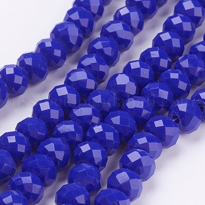 Blue Imitation Jade Glass Faceted Rondelle Beads Strands US-X-GLAA-F001-6x4mm-01-1