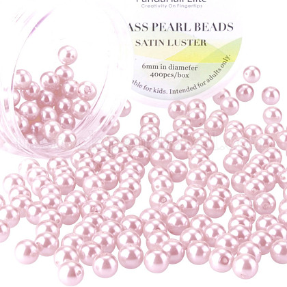 1 Box 6mm Pink Tiny Satin Luster Glass Pearl Beads Round Loose Beads for Jewelry Making US-HY-PH0001-6mm-007-1