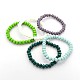 Faceted Opaque Solid Color Crystal Glass Rondelle Beads Stretch Bracelets US-BJEW-F072-M-1