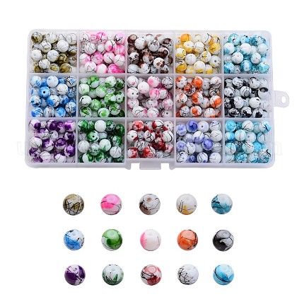 Baking Painted Drawbench Glass Beads US-DIY-X0273-01-1