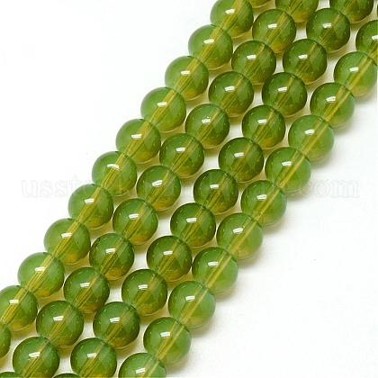 Baking Painted Glass Beads Strands US-DGLA-Q023-6mm-DB21-1