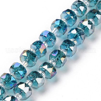 Electroplate Transparent Glass Beads Strands US-EGLA-H101-03B-1