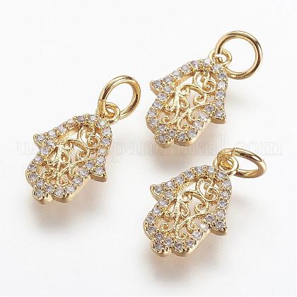 Brass Micro Pave Cubic Zirconia Charms US-ZIRC-G079-03G-NR-1