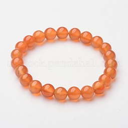 Natural Agate Beaded Stretch Bracelets US-BJEW-F203-08