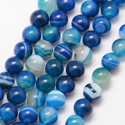 Natural Striped Agate/Banded Agate Bead Strands US-G-K166-13-6mm-06-1