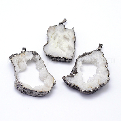 Natural Drusy Agate Hollow Nuggets Pendants US-G-P089-53-1