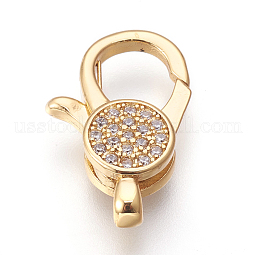 Brass Micro Pave Cubic Zirconia Lobster Claw Clasps US-KK-O106-28G