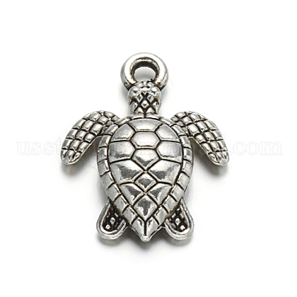 Sea Turtle Tibetan Style Alloy Charm Pendants US-TIBEP-ZN-10923-AS-RS-1