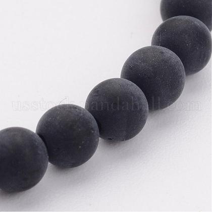 Grade A Natural Black Agate Beads Strands US-G447-2-1