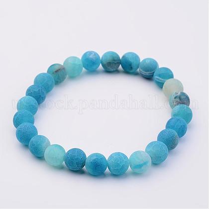 Natural Weathered Agate(Dyed) Stretch Beads Bracelets US-BJEW-JB02513-04-1