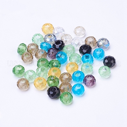 Mixed Faceted Rondelle Glass Beads US-X-GLAA-R143-10mm-M-1