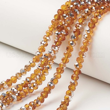 Electroplate Transparent Glass Beads Strands US-EGLA-A034-T8mm-M12-1