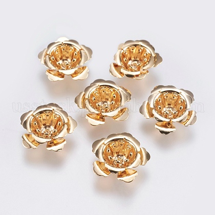 5-Petal Brass Bead Caps US-KK-F740-49G-1
