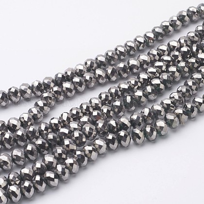 Electroplate Glass Beads Strands US-GR6X8MMY-S-1