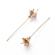 Brass Flower Shape Head Pins US-KK-E783-10G-1