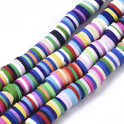 Handmade Polymer Clay Beads Strands US-CLAY-R089-6mm-079
