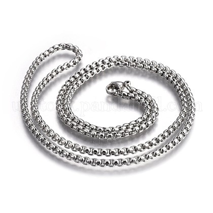 304 Stainless Steel Box Chain Necklaces US-NJEW-O110-05I-P-1