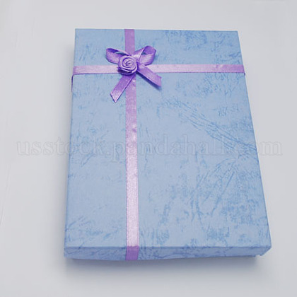 Jewelry Cardboard Boxes with Flower(Color Random Delivery) and Sponge Inside US-CBOX-R023-2-1