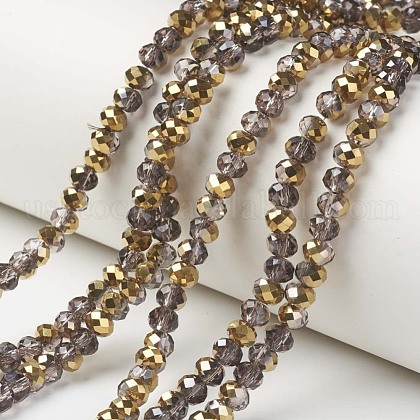 Electroplate Transparent Glass Beads Strands US-EGLA-A034-T10mm-O18-1