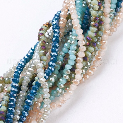Electroplate Imitation Jade Glass Beads Strands US-EGLA-J025-M01-1