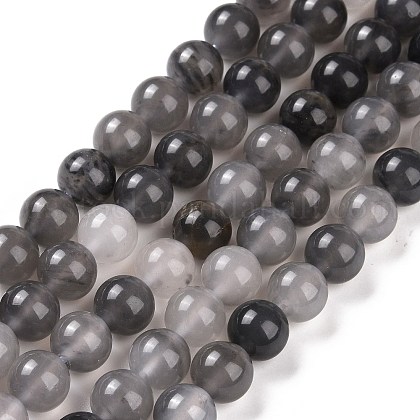 Natural Gemstone Cloudy Quartz Faceted Round Bead Strands US-G-O021-8mm-03B-1