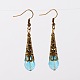 Brass Glass Teardrop Beads Dangle Earrings US-EJEW-JE01362-2