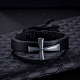 Adjustable Retro Cross Zinc Alloy and Leather Cord Bracelets US-BJEW-BB16038-2