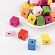 14MM Mixed Color Cube Natural Wood Beads US-X-TB115Y-1