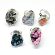 Plated Natural Druzy Agate Rings with Brass Findings US-RJEW-R124-01-1