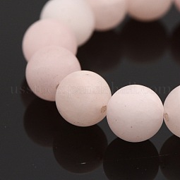 Frosted Natural Rose Quartz Round Bead Strands US-G-M272-06-8mm